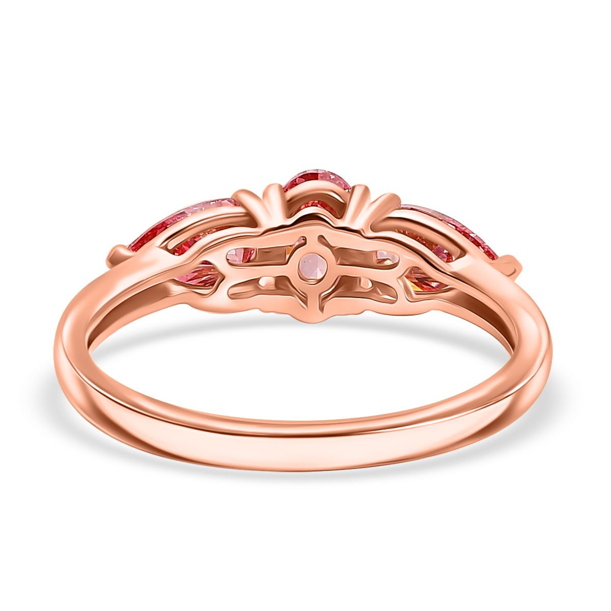 Luxuriant 14K Rose Gold SGL Certified Lab Grown Pink Diamond (VS-SI) Trilogy Ring 1.55 Ct. V32330708 4
