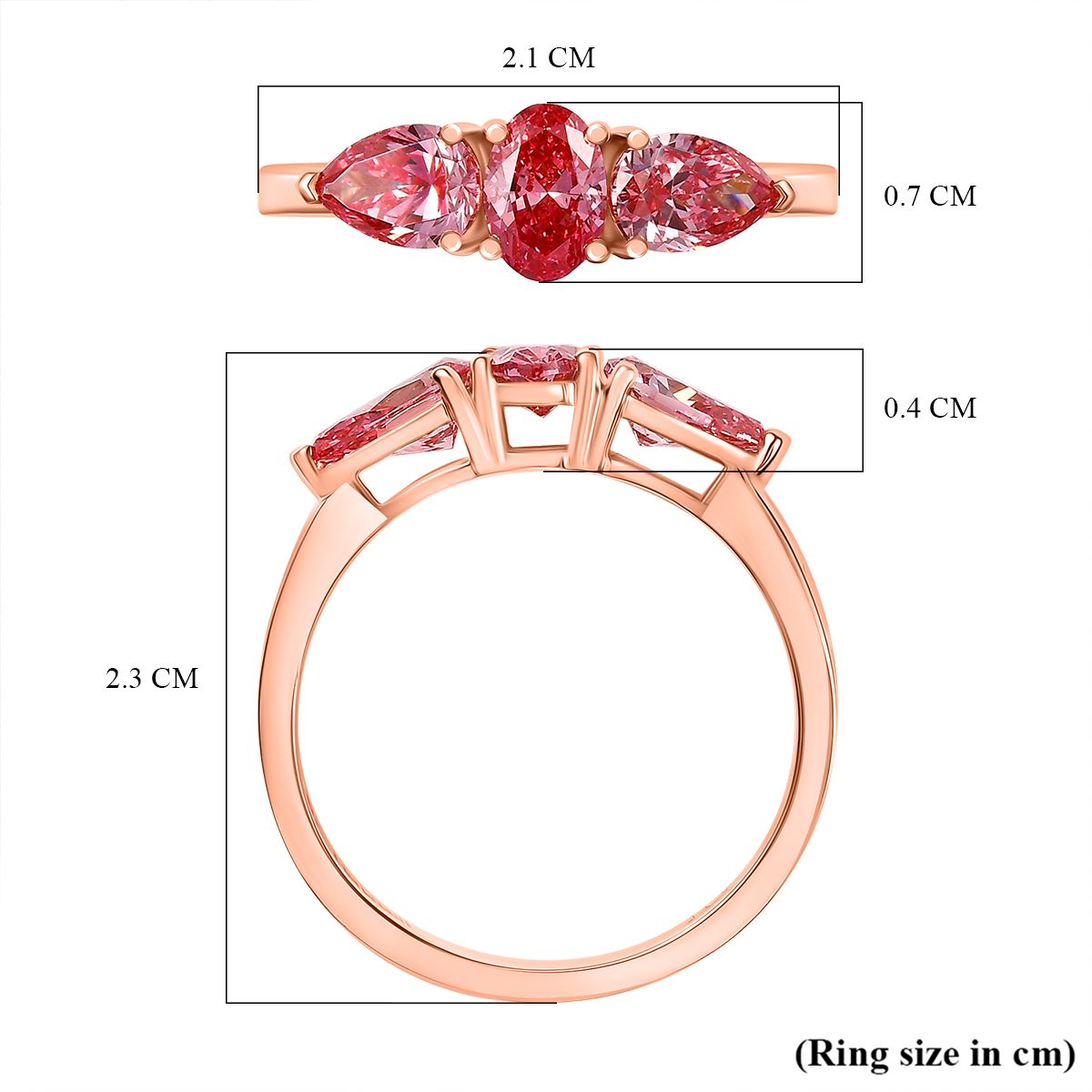 Luxuriant 14K Rose Gold SGL Certified Lab Grown Pink Diamond (VS-SI) Trilogy Ring 1.55 Ct. V32330708 5