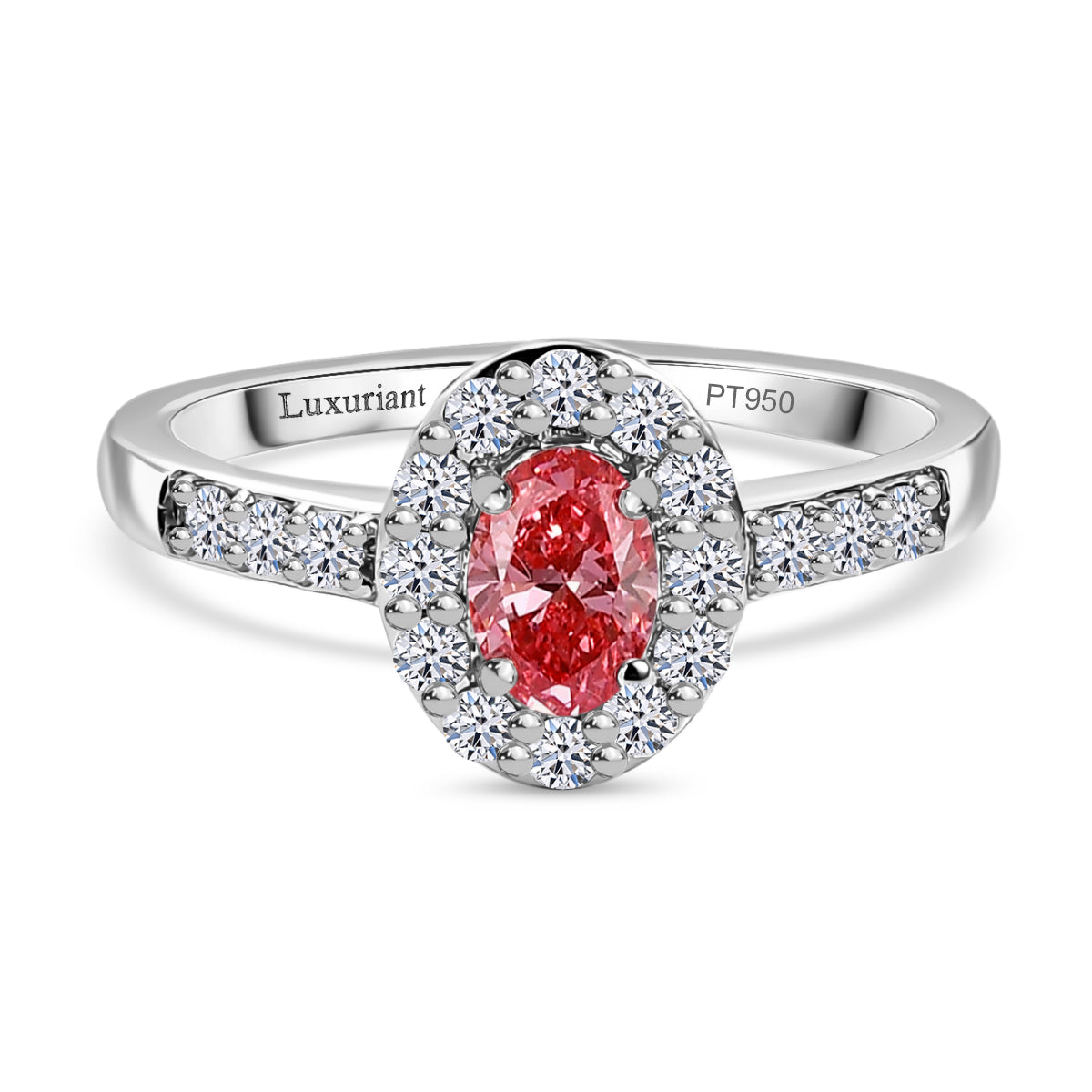 LUXURIANT 950 Platinum SGL Certified Lab Grown Pink and VS-G/H Lab Grown Diamond Ring 1 Ct. 8048151 0