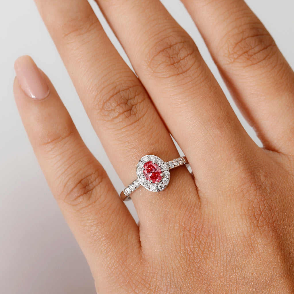 Luxuriant 950 Platinum SGL Certified Lab Grown Pink & (VS/GH) Lab Grown Diamond Halo Ring 1.00 Ct, Platinum Wt 4.50 Gms_8048151_2