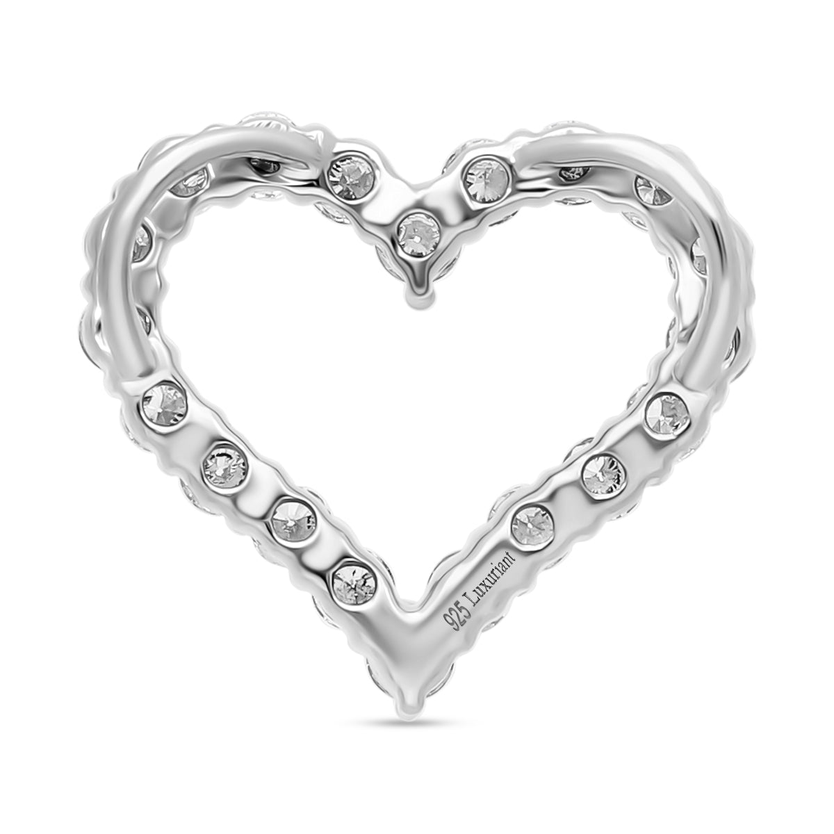 LUXURIANT Lab Grown Diamond Heart Pendant in Platinum Overlay Sterling Silver 0.5 Ct. 8048164 4