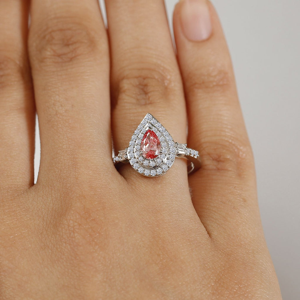 Luxuriant 950 Platinum SGL Certified (VS/GH) Lab Grown Pink Diamond Halo Ring 1.02 Ct, Platinum Wt. 5.30 Gms._8048166_2