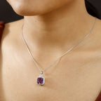 Luxuriant 10K White Gold AAA Lab Grown Color Change Sapphire & Lab Grown Diamond Pendant 6.03 Ct._8049804_2