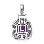 Luxuriant 10K White Gold AAA Lab Grown Color Change Sapphire & Lab Grown Diamond Pendant 6.03 Ct._8049804_4