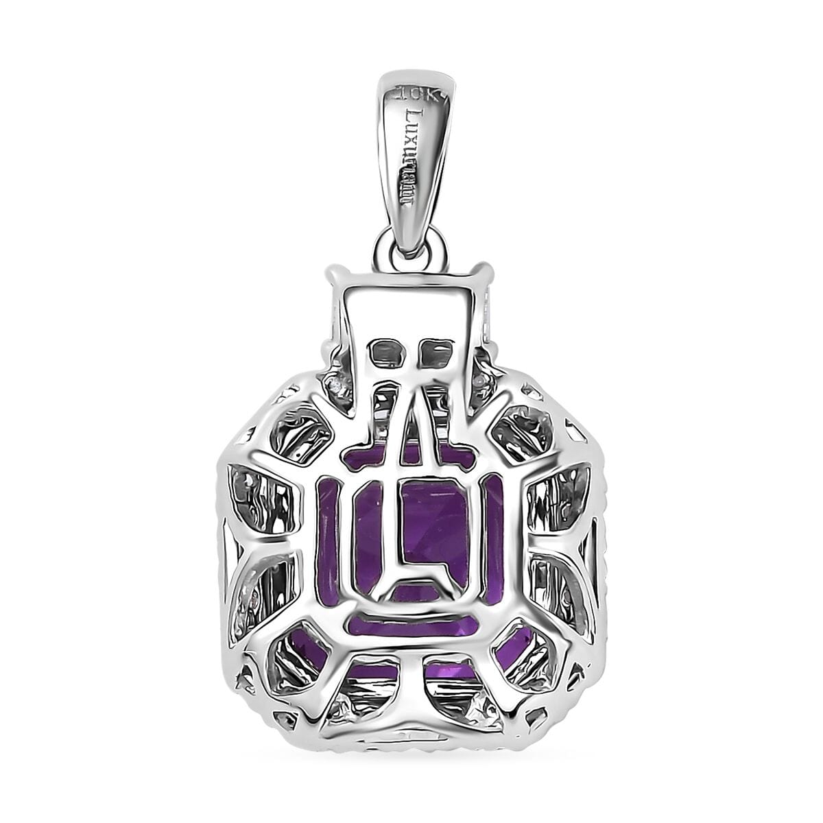10K White Gold AAA Lab Grown Color Change Sapphire, Lab Grown Diamond Main Stone With Side Stone Pendant, Gold Wt.2.29 Gms  6.030  Ct. 8049804 5