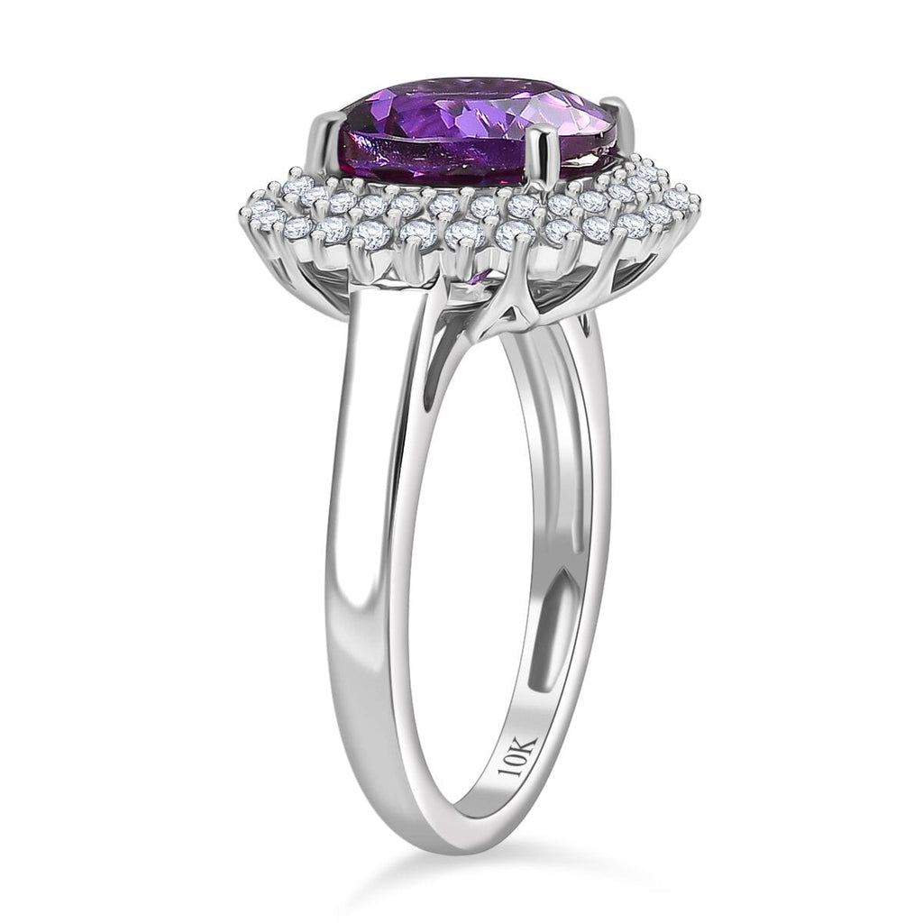 10K White Gold  AAA   Lab Grown Color Change Sapphire ,  Lab Grown Diamond  EF, VS Main Stone With Side Stone Ring 6.01 ct,  Gold Wt. 4.38 Gms  4.480  Ct._8049829_3