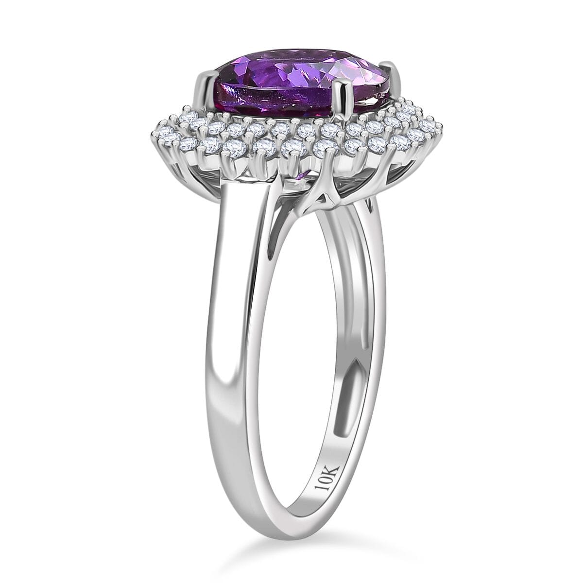 10K White Gold  AAA   Lab Grown Color Change Sapphire ,  Lab Grown Diamond  EF, VS Main Stone With Side Stone Ring 6.01 ct,  Gold Wt. 3.89 Gms  4.480  Ct. 8049829 4