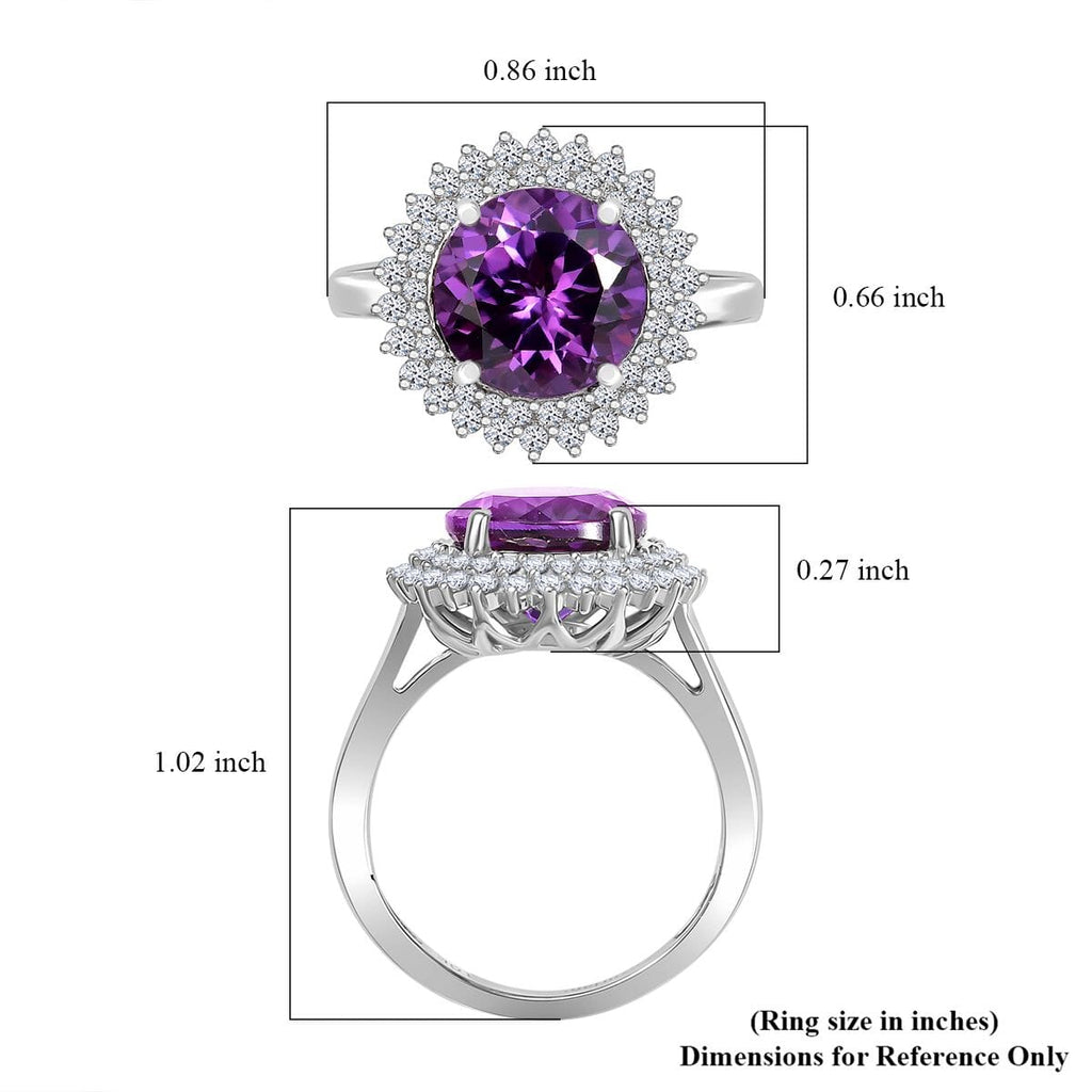 10K White Gold  AAA   Lab Grown Color Change Sapphire ,  Lab Grown Diamond  EF, VS Main Stone With Side Stone Ring 6.01 ct,  Gold Wt. 4.38 Gms  4.480  Ct._8049829_5