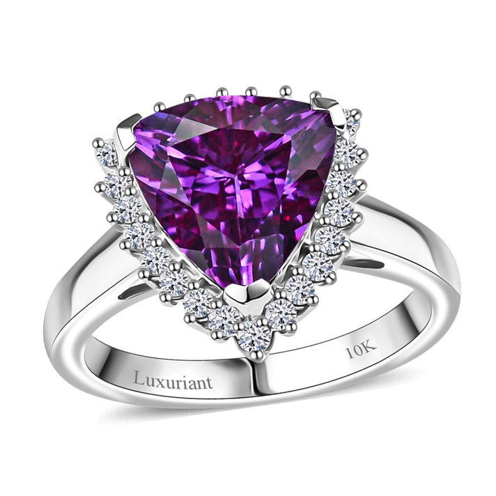 10K White Gold AAA Lab Grown Color Change Sapphire, Lab Grown Diamond Solitaire Ring, Gold Wt.3.52 Gms  3.870  Ct. 8049851 1