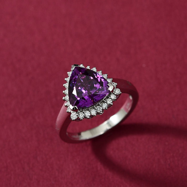 10K White Gold AAA Lab Grown Color Change Sapphire, Lab Grown Diamond Solitaire Ring, Gold Wt.3.52 Gms  3.870  Ct. 8049851 2