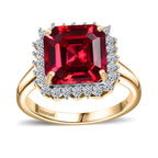 LUXURIANT 9K Yellow Gold AGI Certified AAA Lab Grown Padparadscha Sapphire & (VS/E-F) Lab Grown Diamond Ring 6.89 Ct._8049919