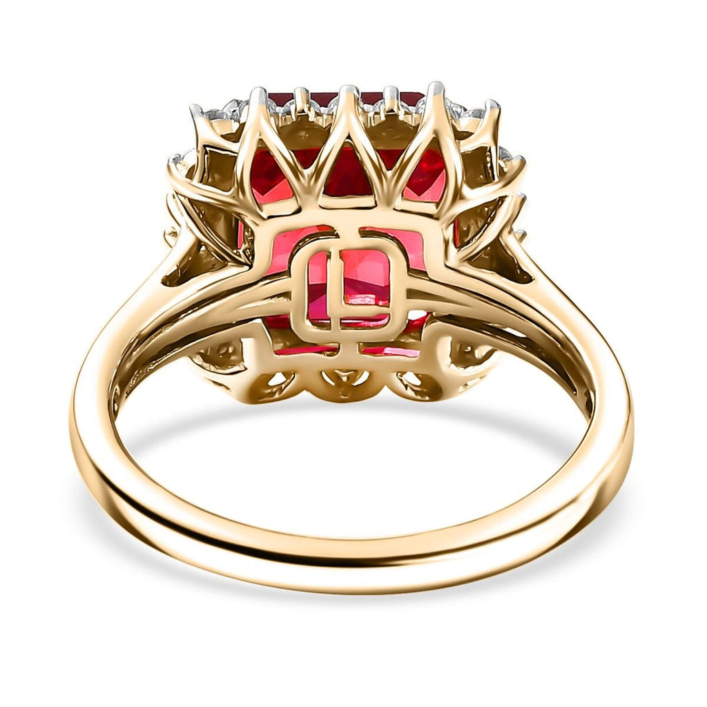 LUXURIANT 9K Yellow Gold AGI Certified AAA Lab Grown Padparadscha Sapphire & (VS/E-F) Lab Grown Diamond Ring 6.89 Ct._8049919_4