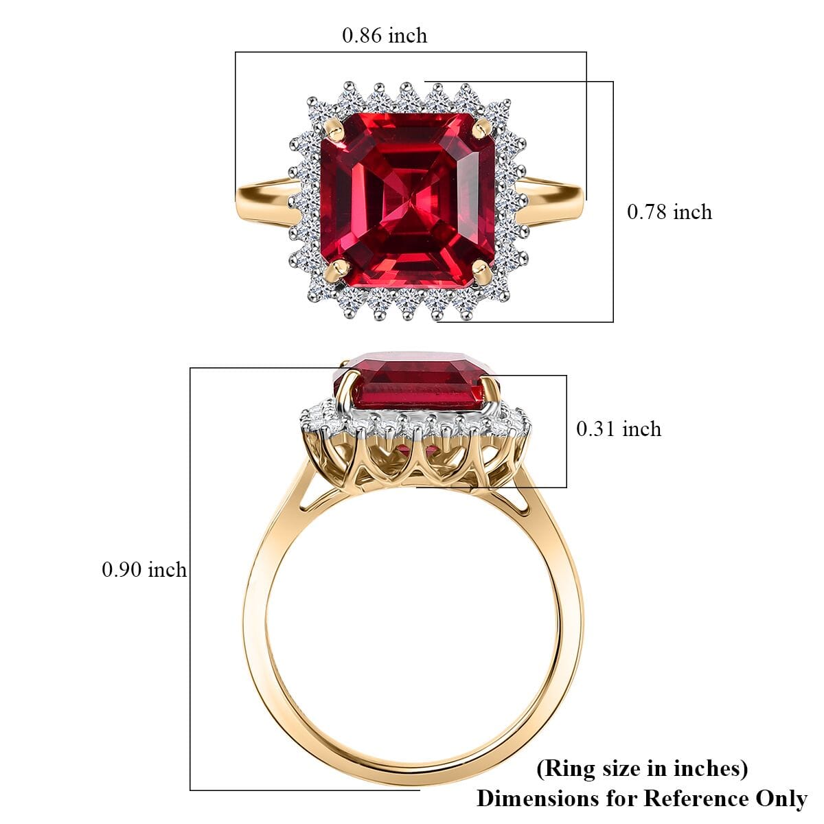 LUXURIANT AGI Certified 6.8 Ct. AAA Lab Grown Padparadscha Sapphire, Lab Grown Diamond VS E-F Halo Ring in 9K Yellow Gold 8049919 5