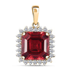 10K Yellow Gold AAA Lab Grown Padparadscha Sapphire, Lab Grown Diamond Main Stone With Side Stone Pendant, Gold Wt.1.95 Gms  5.860  Ct._8049938