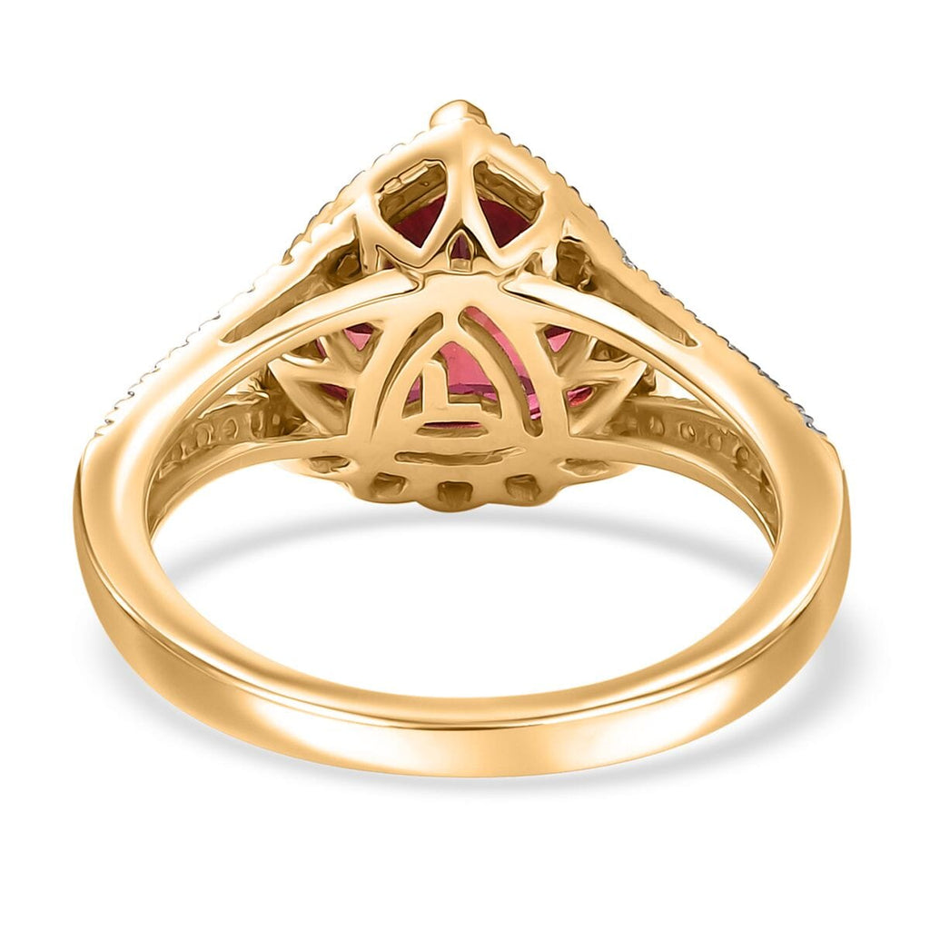LUXURIANT 9K Yellow Gold Lab Grown Padparadscha Sapphire & AGI Certified VS/E-F Lab Grown Diamond Halo Ring 5.01 Ct, Gold Wt. 3.88 Gms_8049962_4