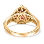 LUXURIANT 9K Yellow Gold Lab Grown Padparadscha Sapphire & AGI Certified VS/E-F Lab Grown Diamond Halo Ring 5.01 Ct, Gold Wt. 3.88 Gms_8049962_4