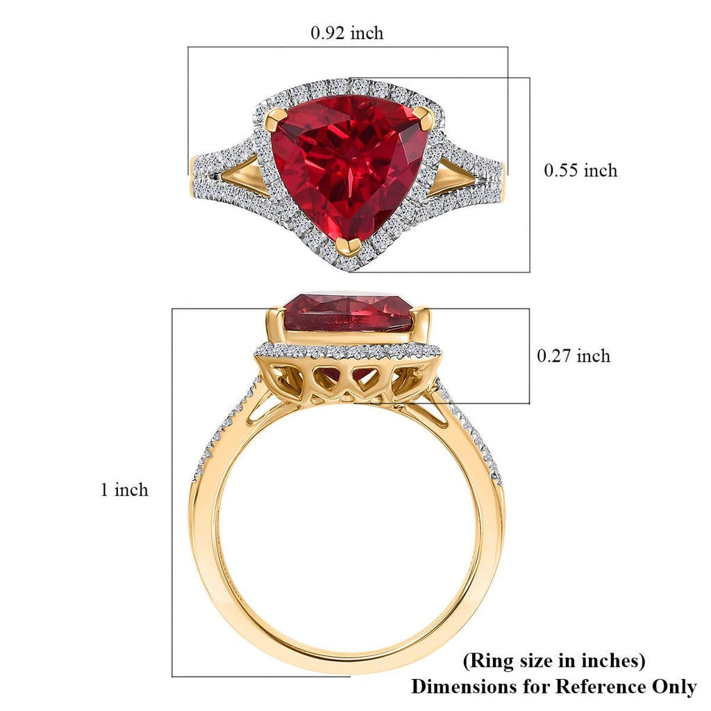 LUXURIANT 9K Yellow Gold Lab Grown Padparadscha Sapphire & AGI Certified VS/E-F Lab Grown Diamond Halo Ring 5.01 Ct, Gold Wt. 3.88 Gms_8049962_5