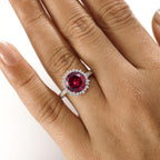 10K Yellow Gold AGI Certified AAA Lab Grown Padparadscha Sapphire & Lab Grown Diamond (VS/E-F) Halo Ring 4.32 Ct, Gold Wt. 3.70 Gms_8049964_2