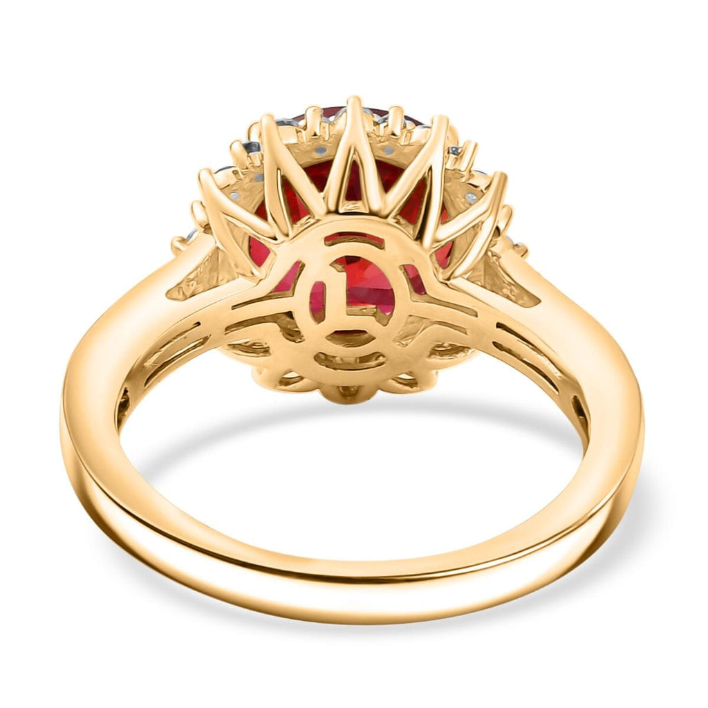 10K Yellow Gold AGI Certified AAA Lab Grown Padparadscha Sapphire & Lab Grown Diamond (VS/E-F) Halo Ring 4.32 Ct, Gold Wt. 3.70 Gms_8049964_4