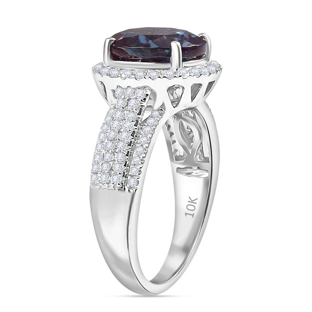 Luxuriant 9K White Gold AGI Certified AAA Lab Grown Alexandrite & VS/E-F Lab Grown Diamond Ring 5.63 Ct._8050016_3