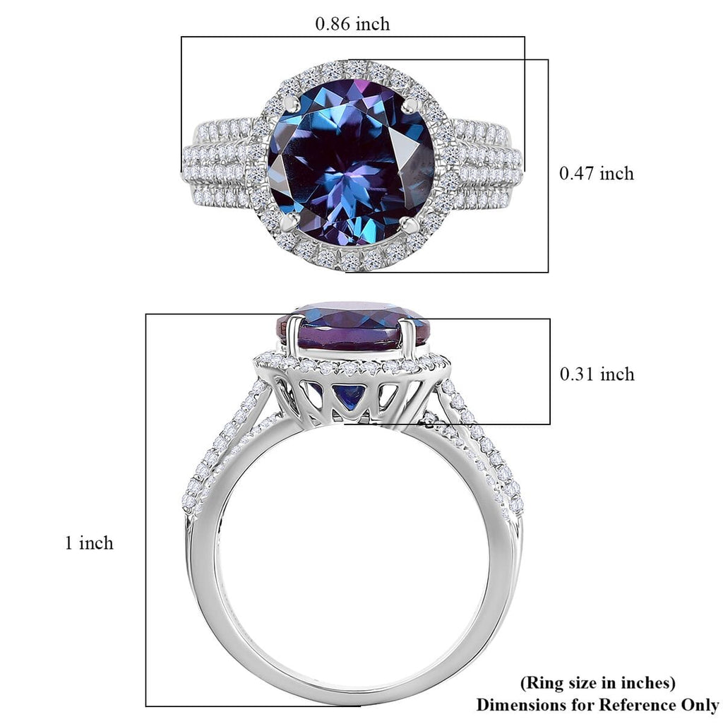 Luxuriant 9K White Gold AGI Certified AAA Lab Grown Alexandrite & VS/E-F Lab Grown Diamond Ring 5.63 Ct._8050016_5
