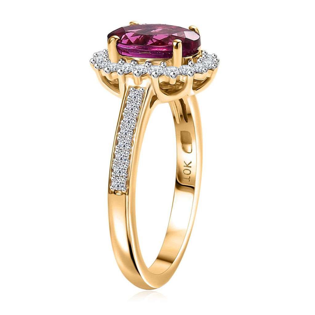 10K Yellow Gold AAA Lab Grown Bixbite, Lab Grown Diamond EF, VS Main Stone With Side Stone Ring, Gold Wt.3.35 Gms  2.148  Ct._8050063_3