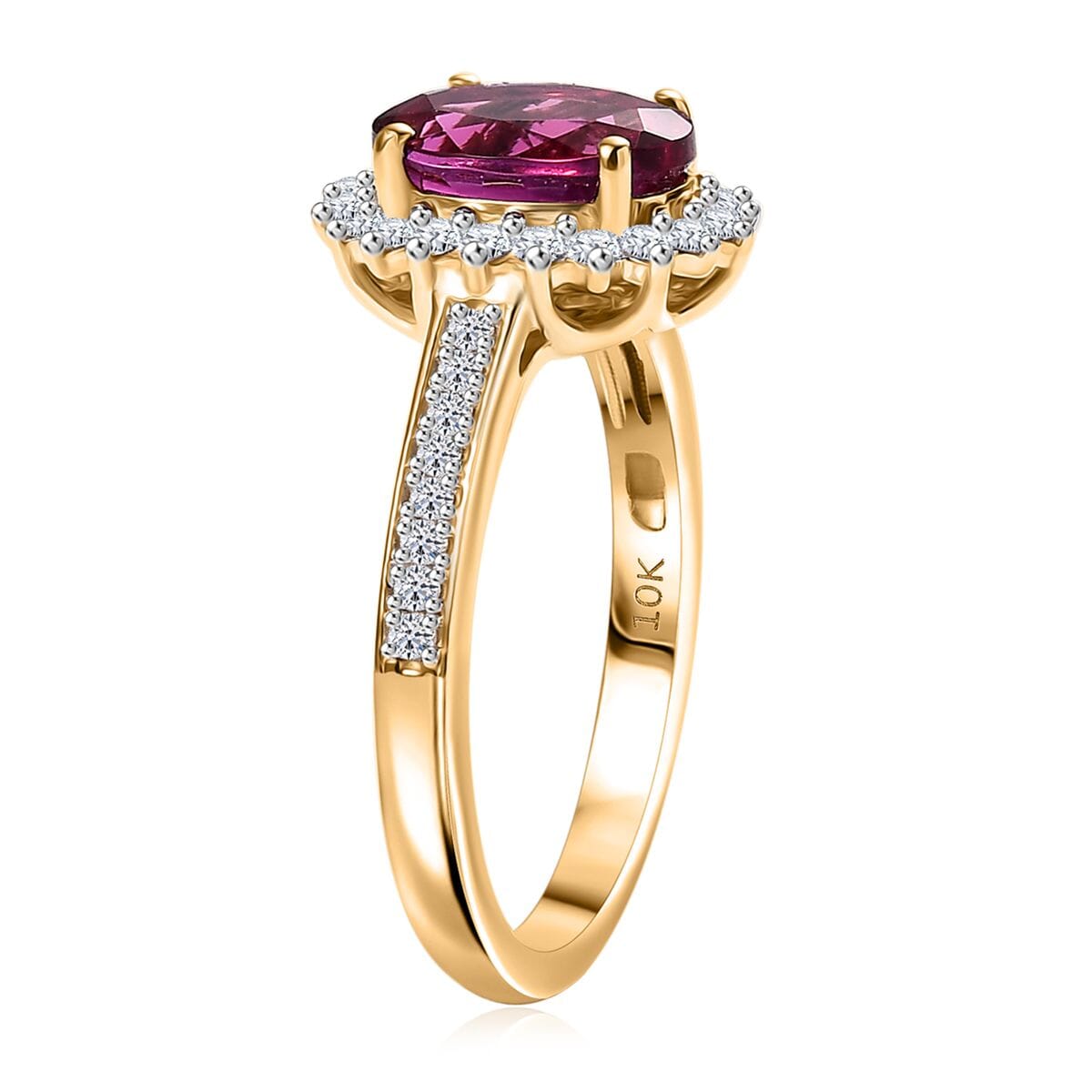 Appraised &amp; Certified LUXURIANT 10K Yellow Gold AAA Lab Grown Bixbite, Lab Grown Diamond EF, VS Ring, 2.14 Ct. 8050063 4