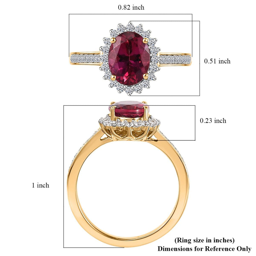 10K Yellow Gold AAA Lab Grown Bixbite, Lab Grown Diamond EF, VS Main Stone With Side Stone Ring, Gold Wt.3.35 Gms  2.148  Ct._8050063_5