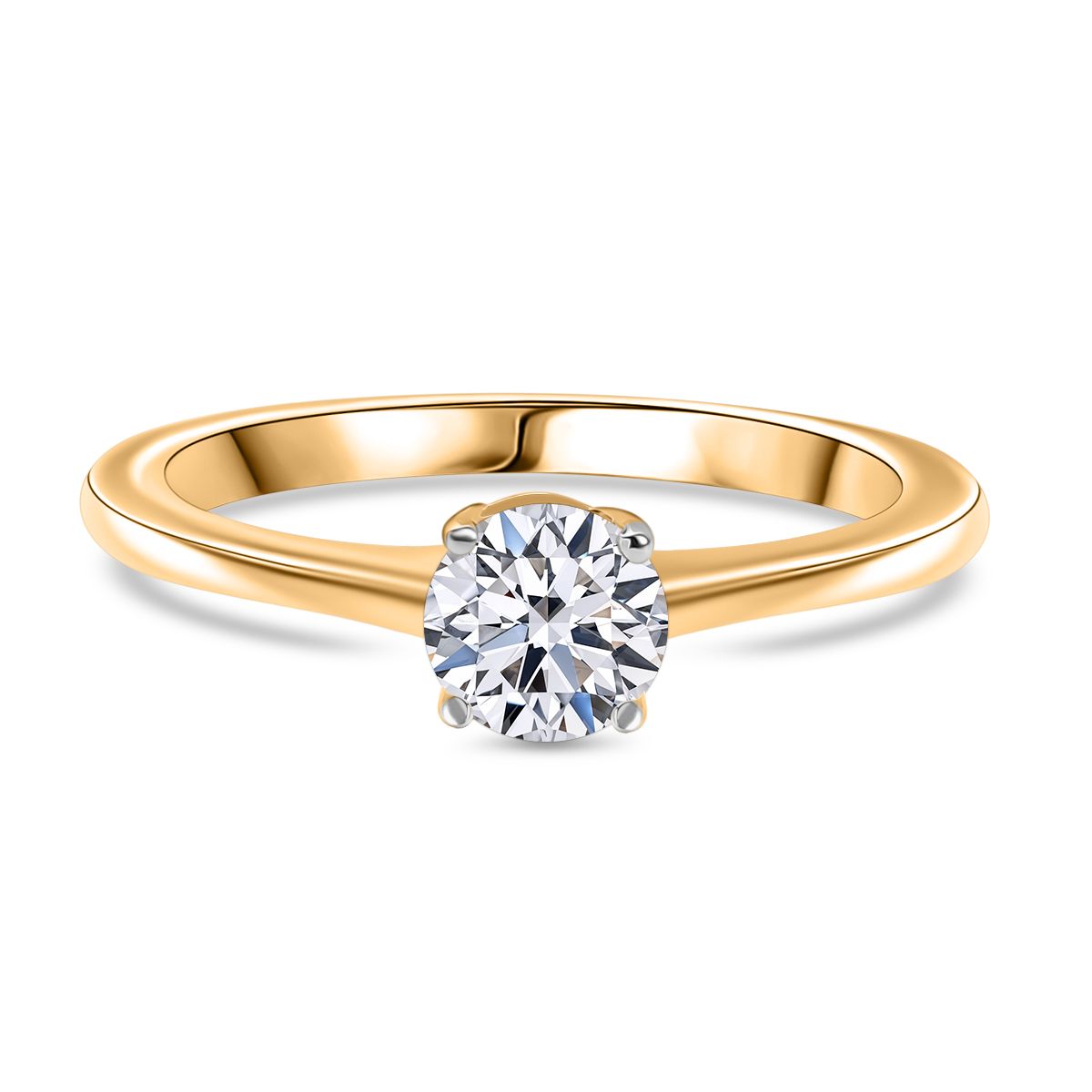 LUXURIANT 9K Yellow Gold SGL Certified Lab Grown Diamond (VS-E/F) Solitaire Ring 0.5 Ct. 8050170 0