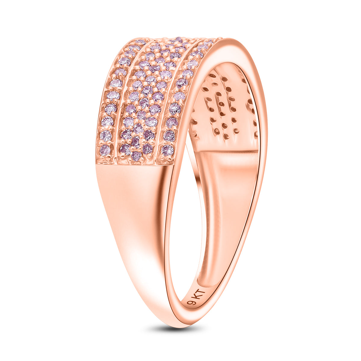 9K Rose Gold SGL Certified Pink Diamond, White Diamond Band Ring, 0.51 Cts. 8050457 2