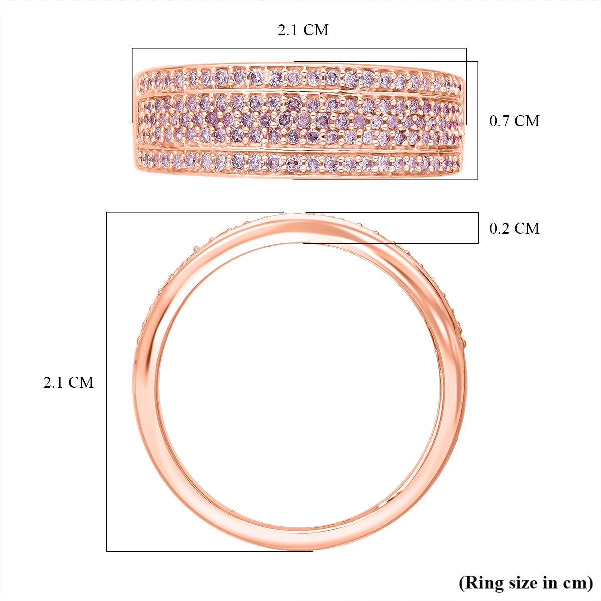 9K Rose Gold SGL Certified Pink Diamond, White Diamond Band Ring, 0.51 Cts. 8050457 6
