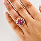 African Ruby & Multi Gemstones Solitaire Ring in 18K Vermeil Yellow Gold Plated Sterling Silver 10.95 Ct._8050720_2