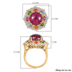 African Ruby & Multi Gemstones Solitaire Ring in 18K Vermeil Yellow Gold Plated Sterling Silver 10.95 Ct._8050720_5