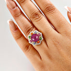 African Ruby & Multi Gemstones Halo Ring in 18K Vermeil Yellow Gold Plated Sterling Silver 10.95 Ct._8050721_2