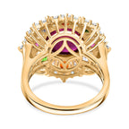 African Ruby & Multi Gemstones Halo Ring in 18K Vermeil Yellow Gold Plated Sterling Silver 10.95 Ct._8050721_4