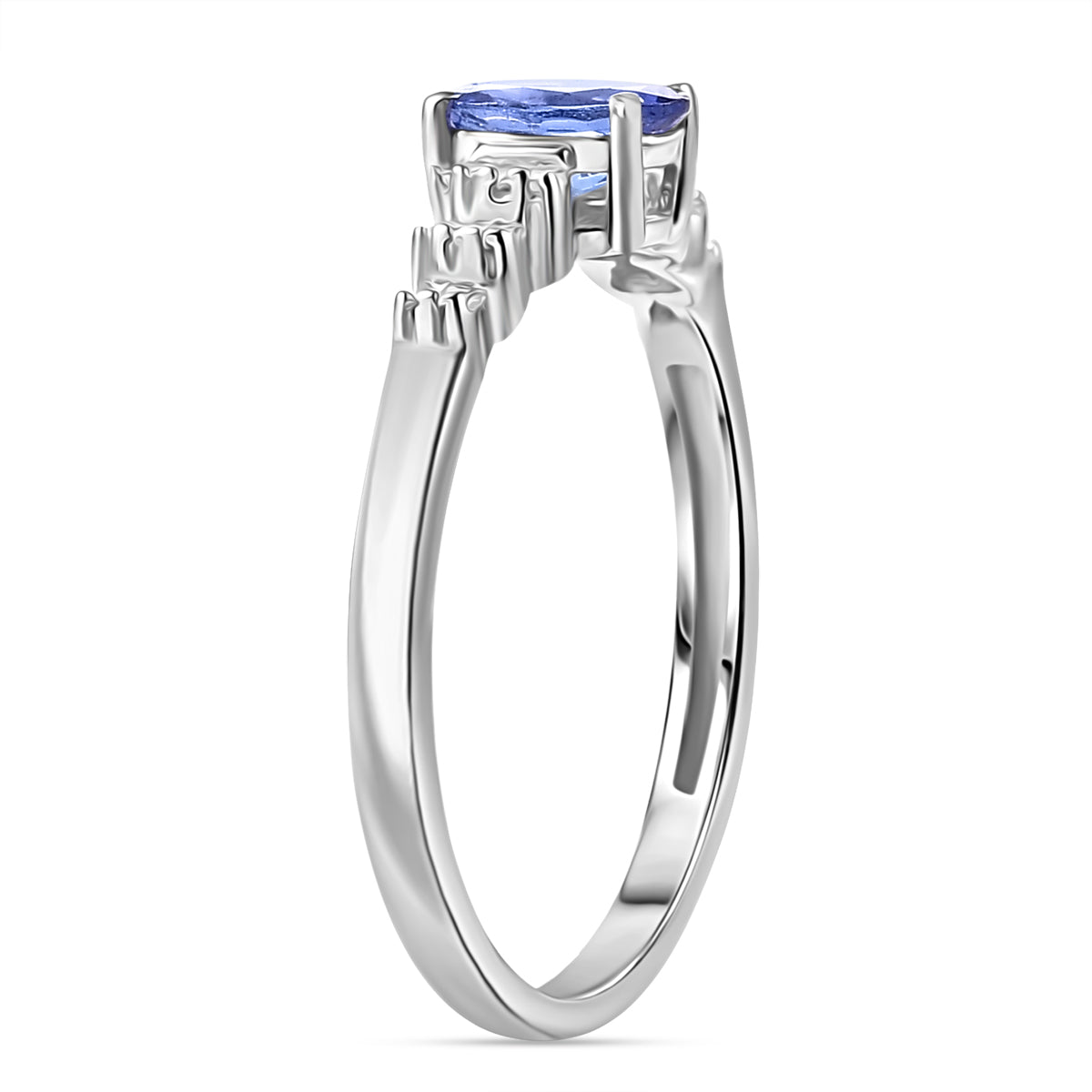 Premium Tanzanite, White Diamond Ballerina Ring in Rhodium Overlay Sterling Silver V32639508 4