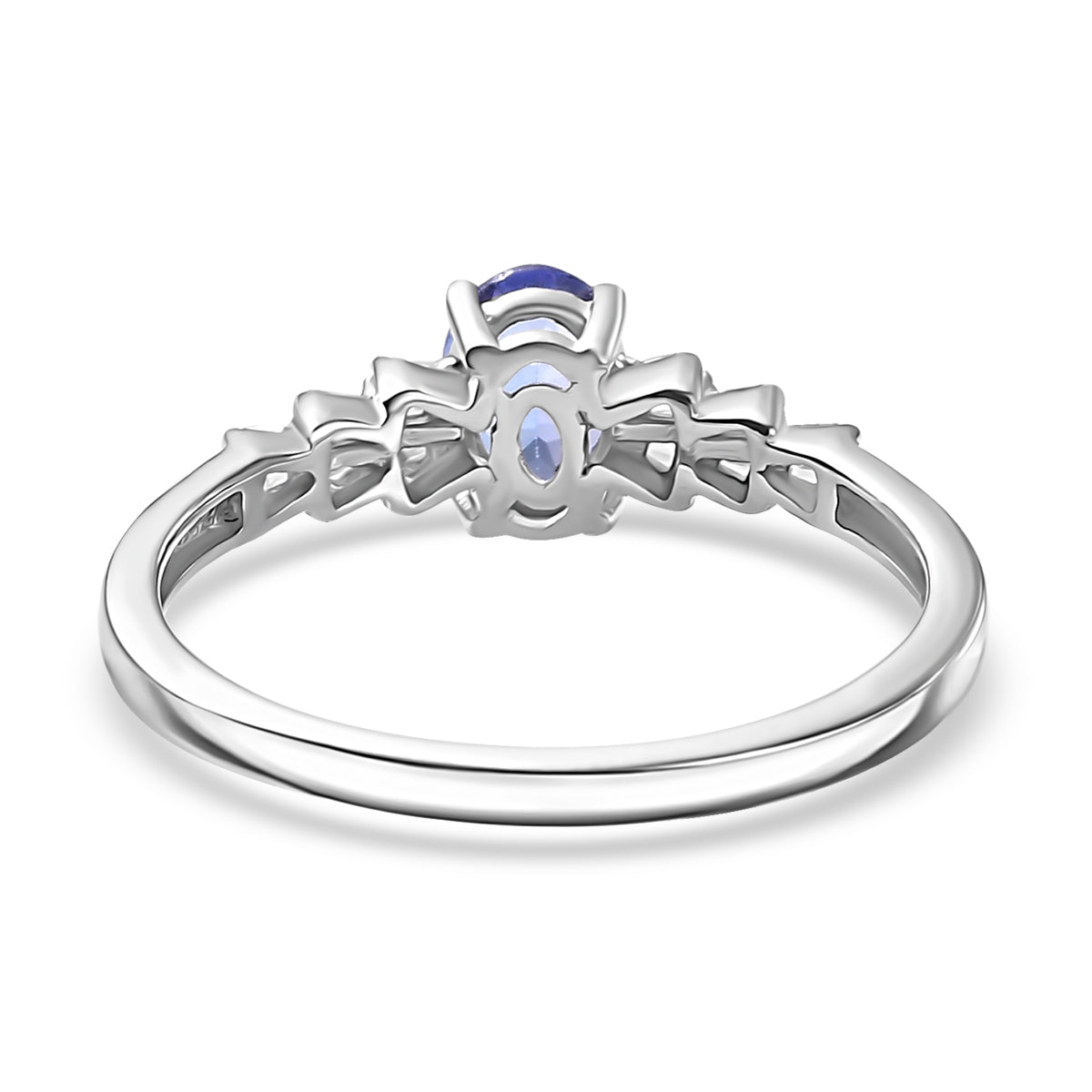 Premium Tanzanite, White Diamond Ballerina Ring in Rhodium Overlay Sterling Silver V32639508 5