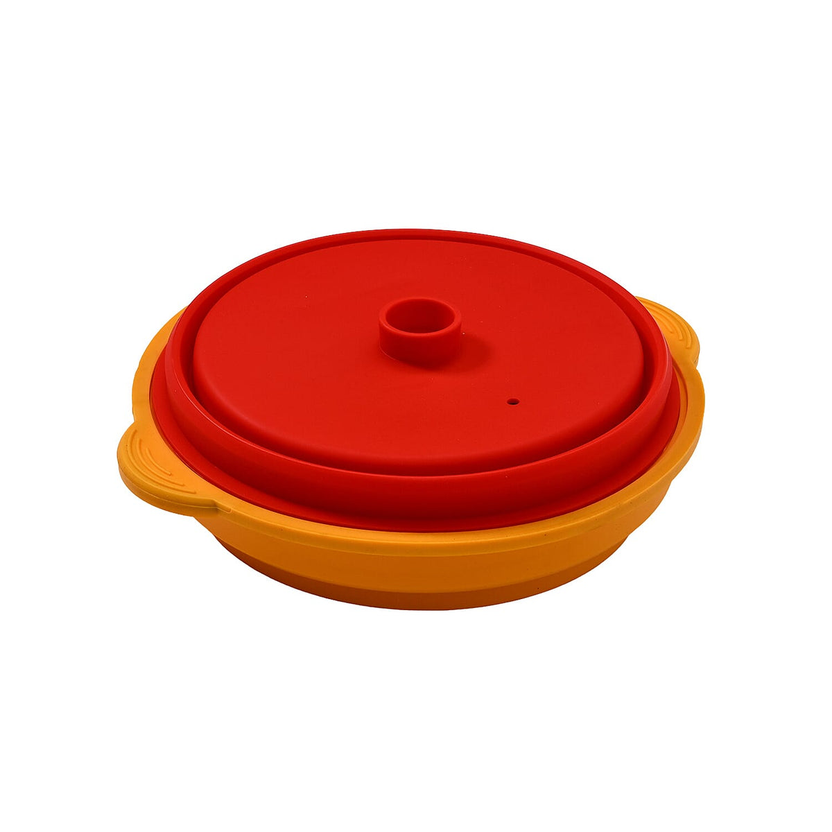 Collapsible Silicone Food Steamer with Non-Stick Grill Tray - Orange and Red 8051780 0