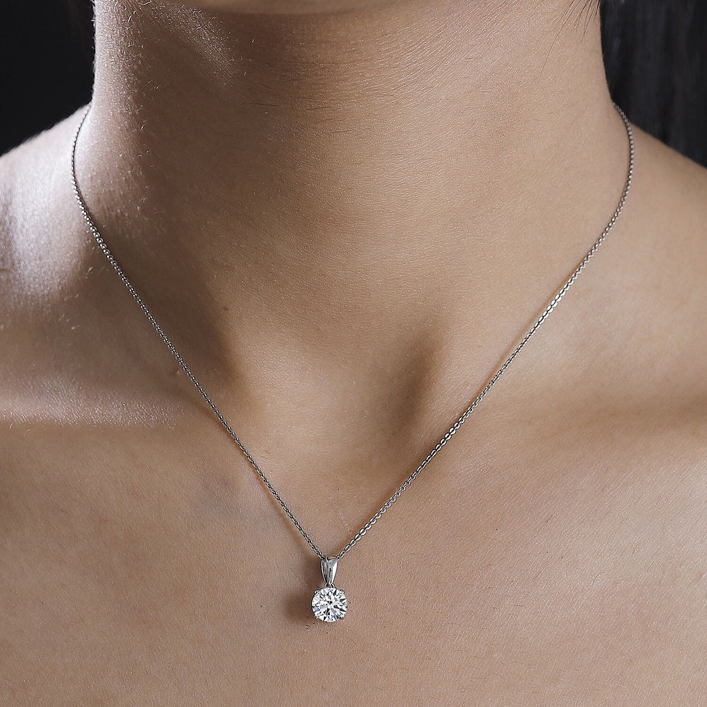 Luxuriant Diamond -9K White Gold SGL Certified SI-GH  Lab Grown Diamond Pendant 1.00 Ct.