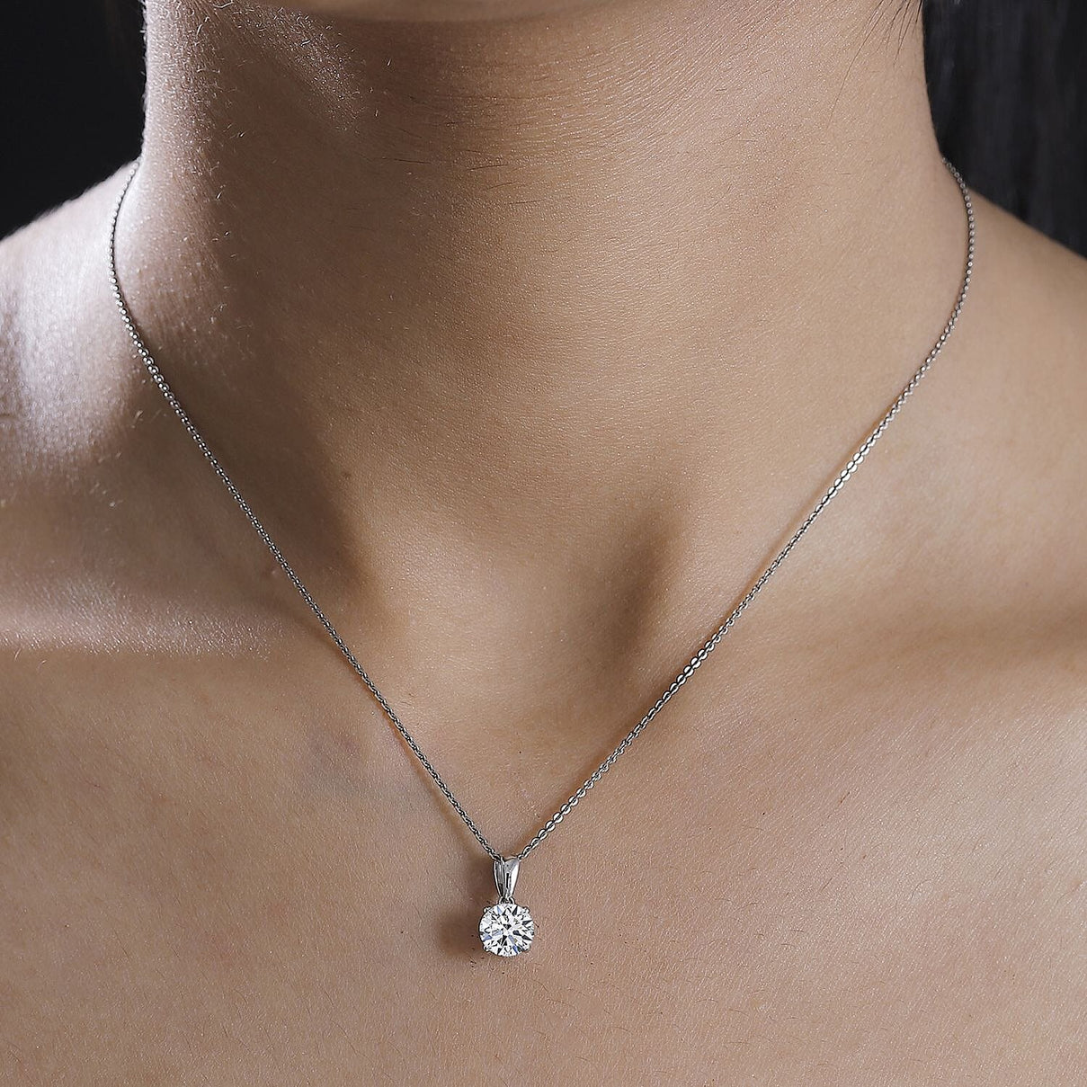 LUXURIANT 1 Ct. Lab Grown Diamond Solitaire Pendant in 9K White Gold SGL Certified 8051953 2