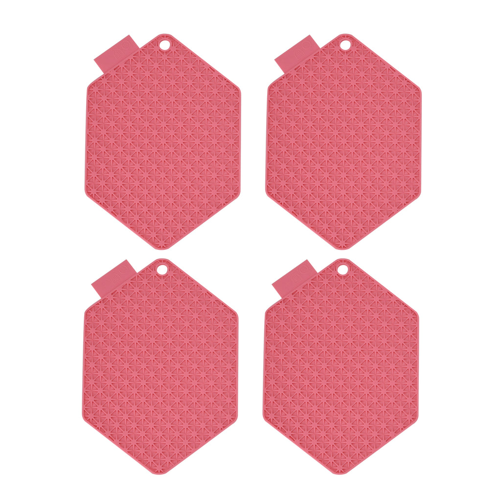 Set Of 4 Silicone Pan Stands - Pink_8052307