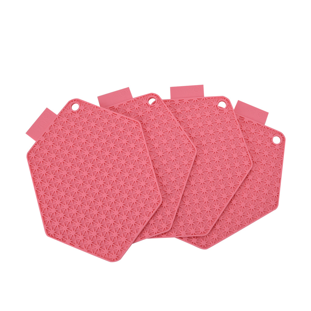 Set Of 4 Silicone Pan Stands - Pink_8052307_1