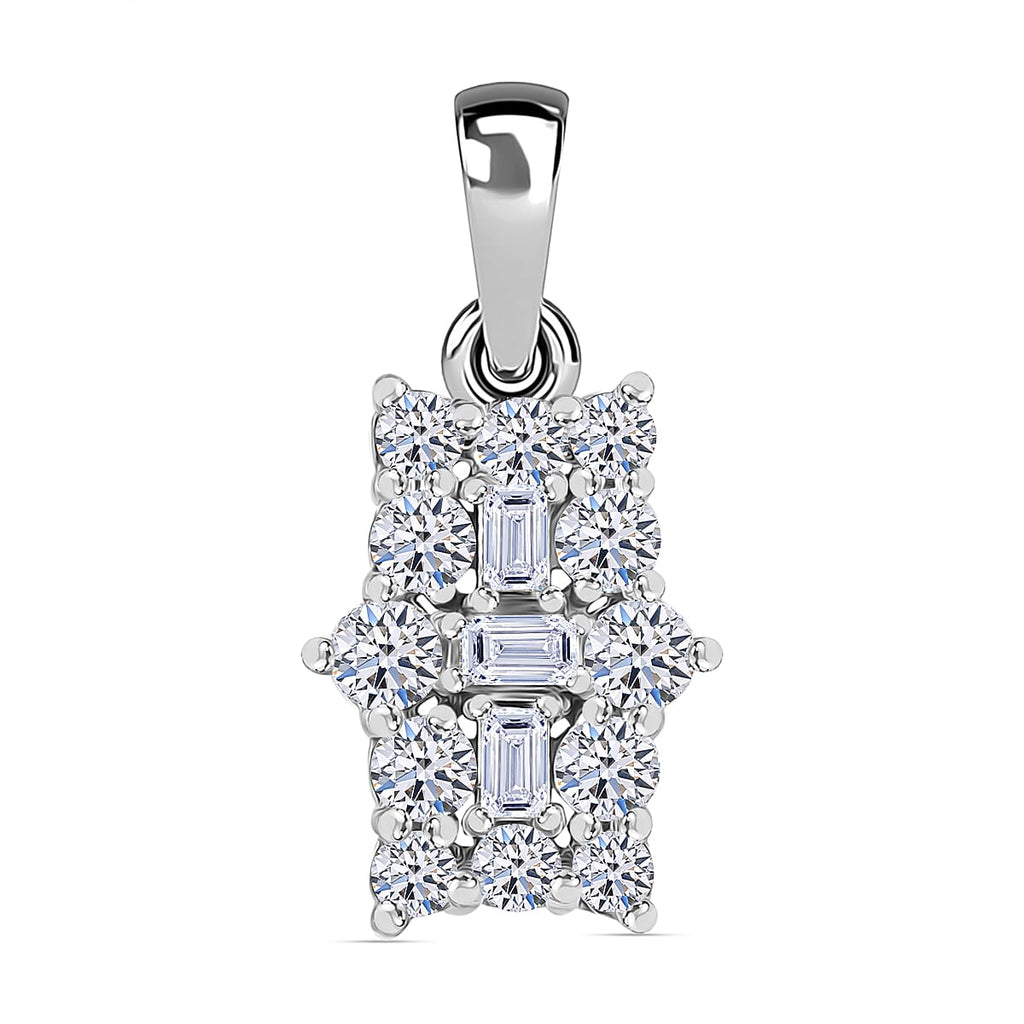 Lab Grown Diamond Boat Pendant in Rhodium Overlay Sterling Silver 0.50 ct