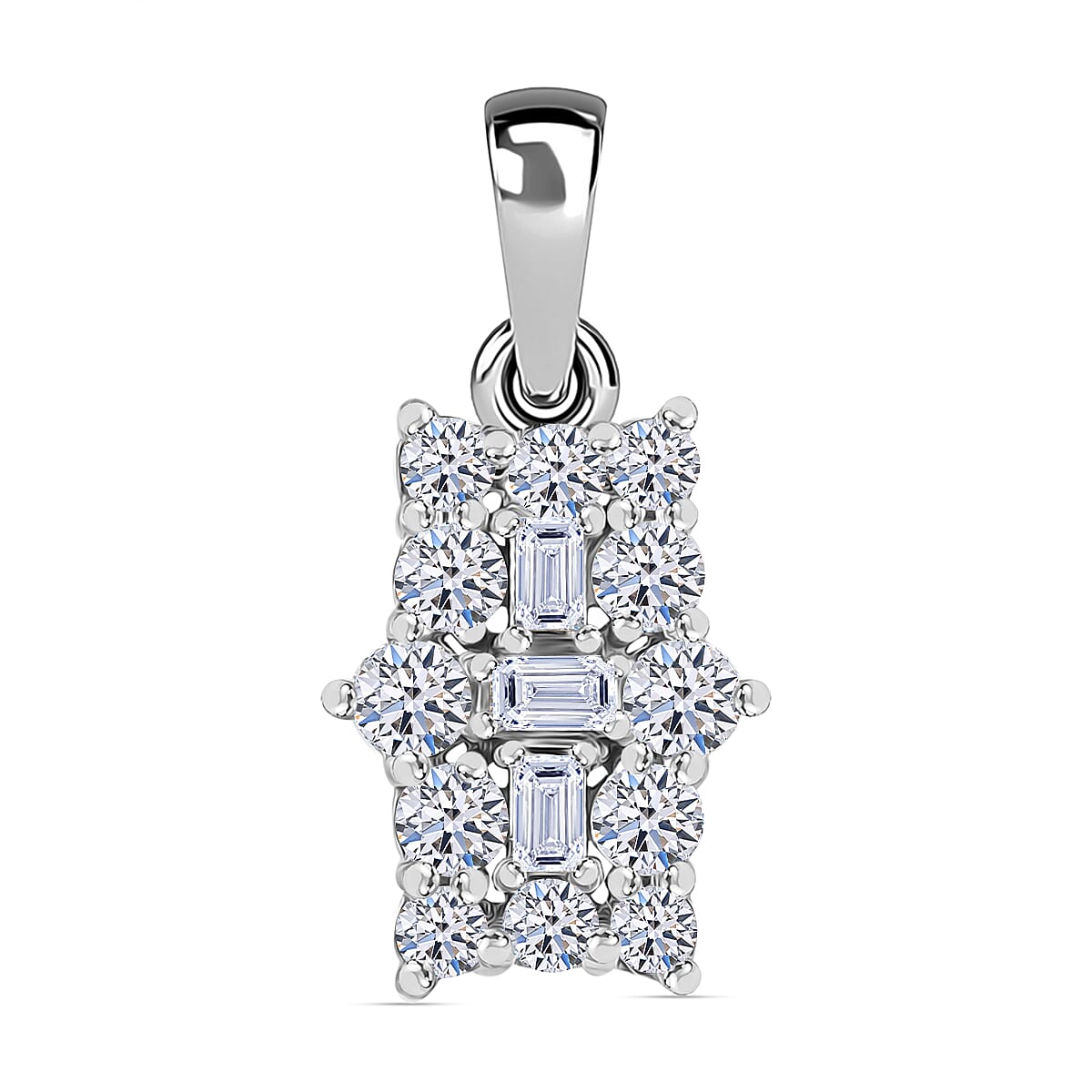 LUXURIANT 0.50 Ct. Lab Grown Diamond Boat Pendant in Rhodium Overlay Sterling Silver 8052789 0