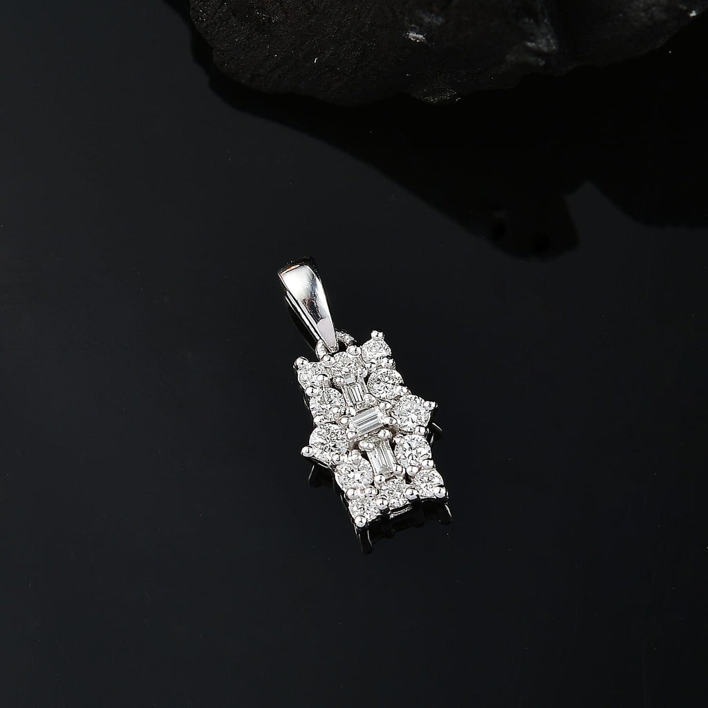 Lab Grown Diamond Boat Pendant in Rhodium Overlay Sterling Silver 0.50 ct