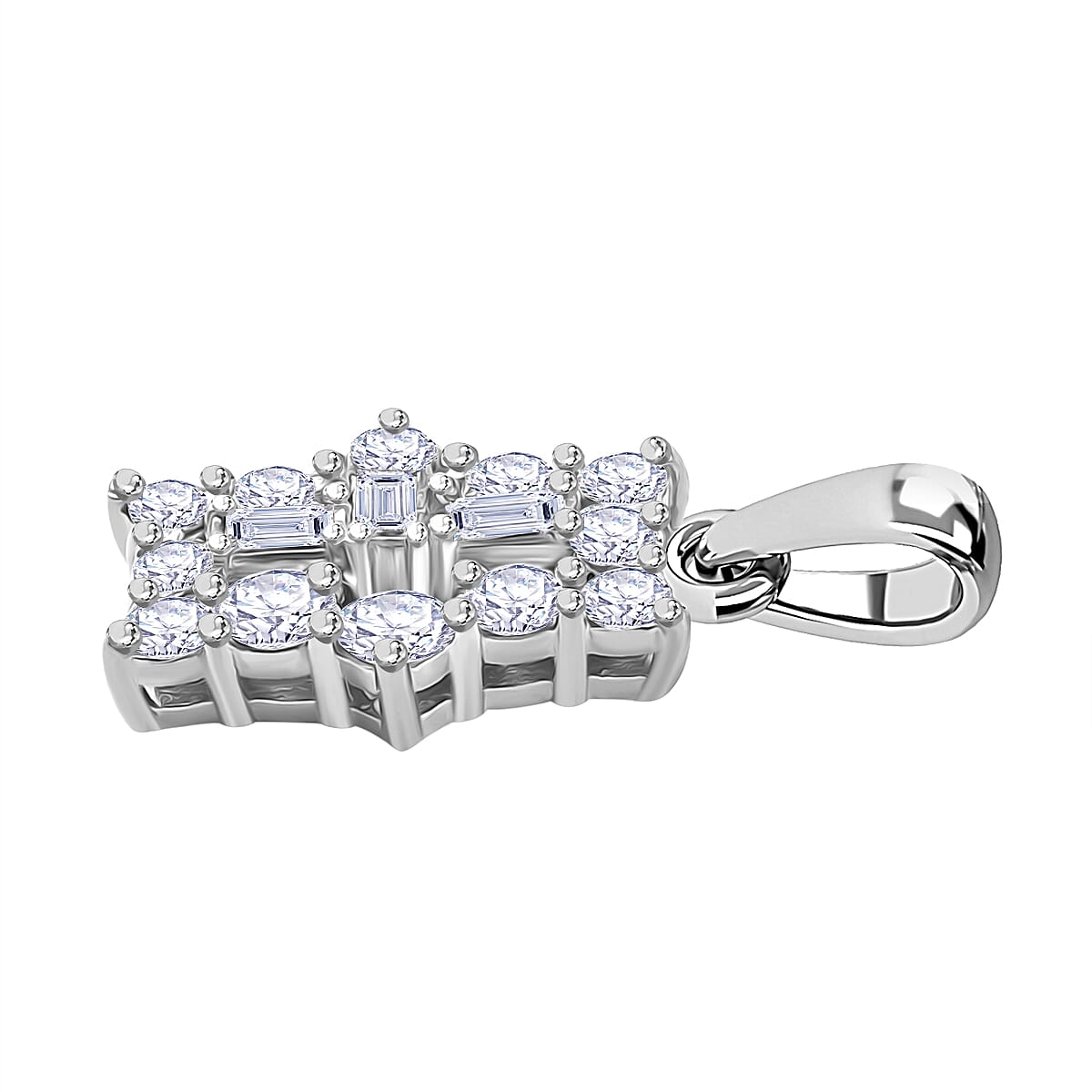 LUXURIANT 0.50 Ct. Lab Grown Diamond Boat Pendant in Rhodium Overlay Sterling Silver 8052789 2