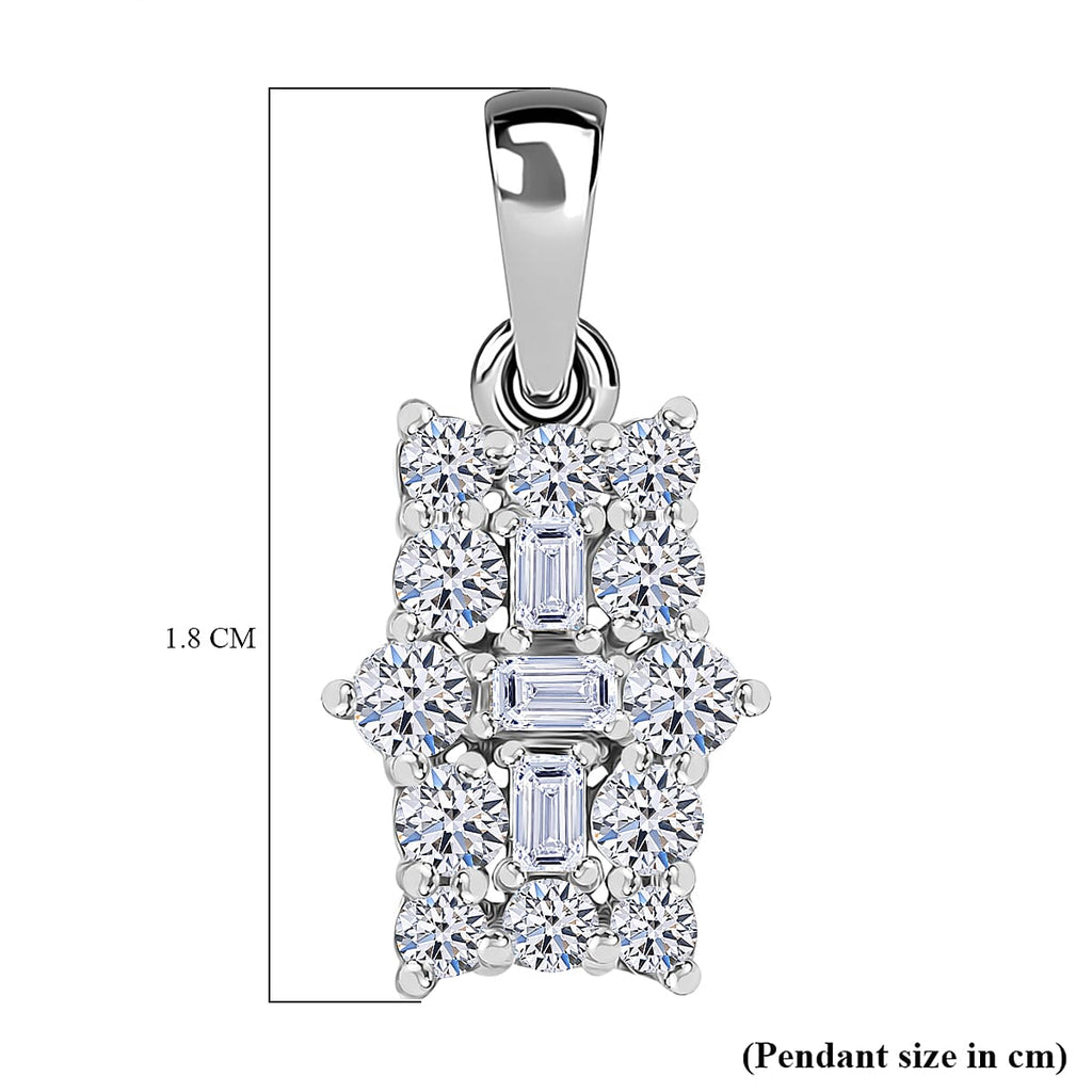Lab Grown Diamond Boat Pendant in Rhodium Overlay Sterling Silver 0.50 ct