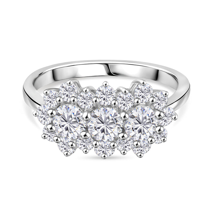 Moissanite Boat Ring in Rhodium Overlay Sterling Silver 1.30 Ct. 8054005 1