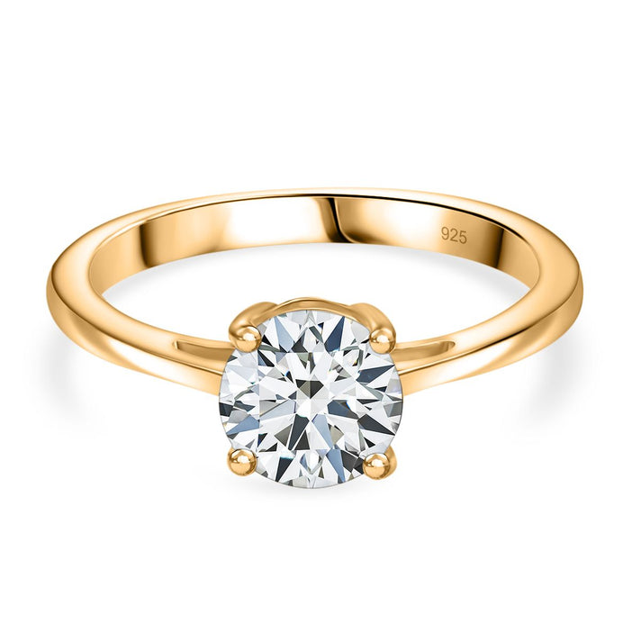 Moissanite Solitaire Ring in 18K Vermeil Yellow Gold Over Sterling Silver 0.94 Ct. 8054206 1