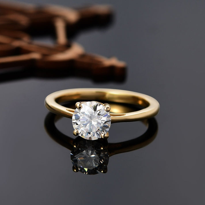 Moissanite Solitaire Ring in 18K Vermeil Yellow Gold Over Sterling Silver 0.94 Ct. 8054206 2